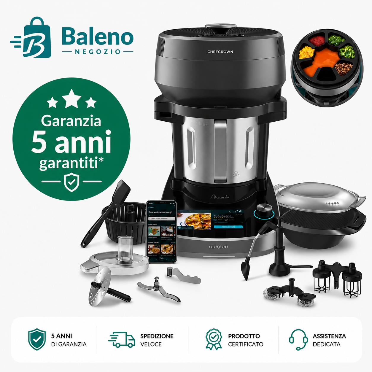 Robot da cucina multifunzione 2200 W, 45 funzioni