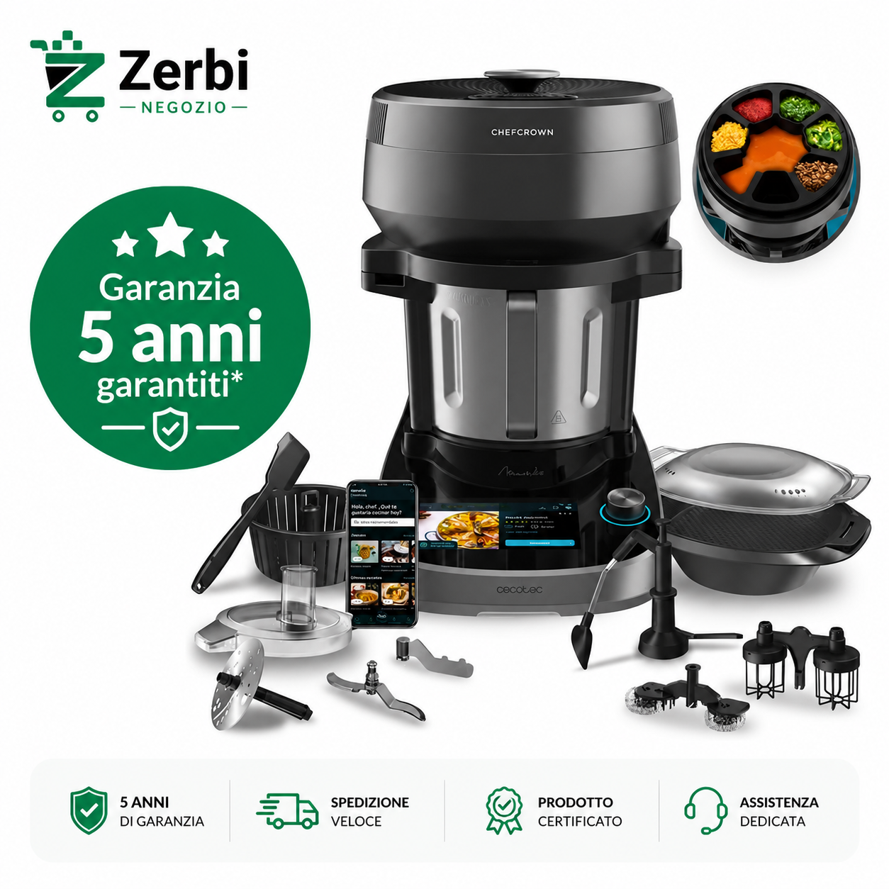 Robot da cucina multifunzione 2200 W, 45 funzioni